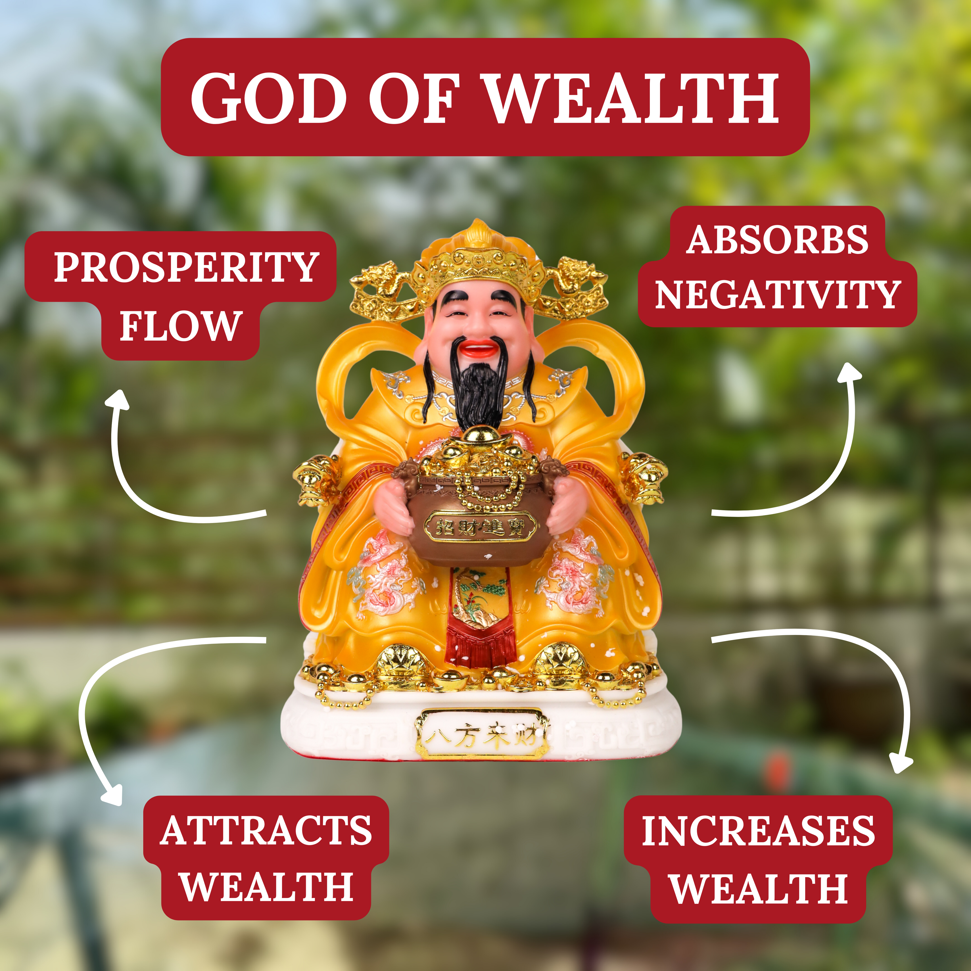 Bright Fortune God of Wealth Luck 30cm