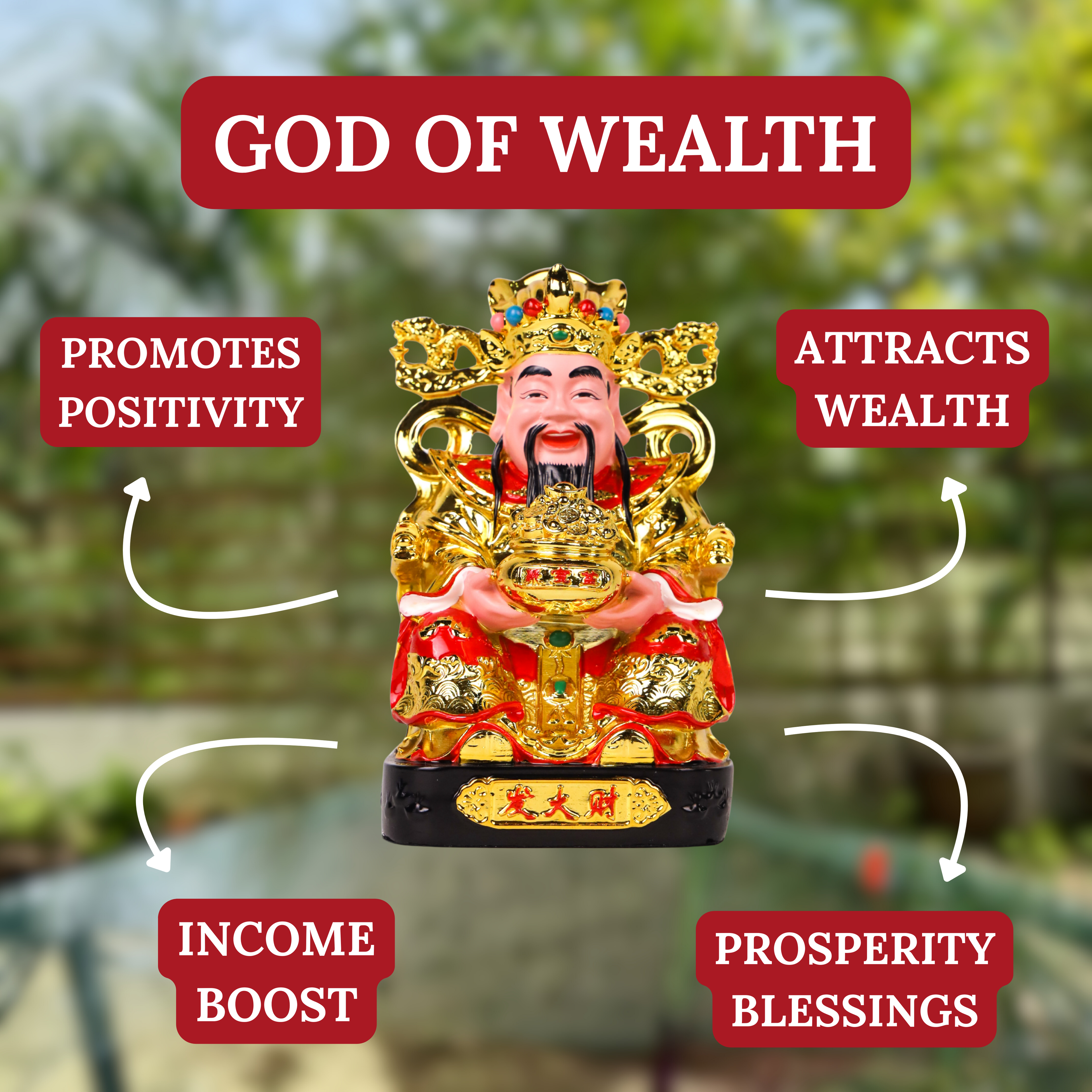 God of Golden Fortune Cai Shen 15cm