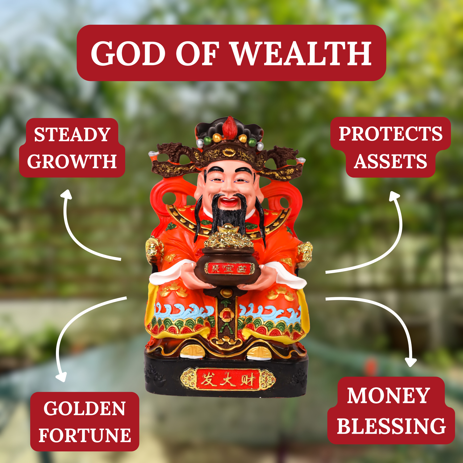 Auspicious Red God of Wealth 29cm