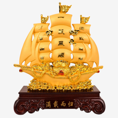Return with Riches Golden Wealth Ship 46cm