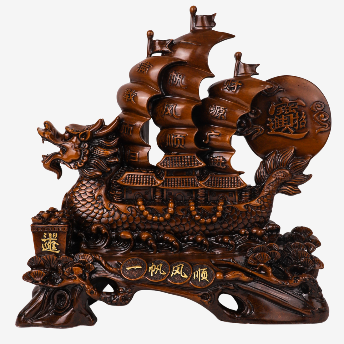 The Prosperous Journey Wood Dragon Ship 43cm