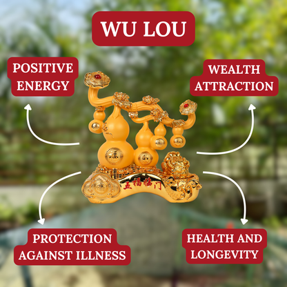 Golden Wu Lou Quartet of Health &amp; Wealth 34cm