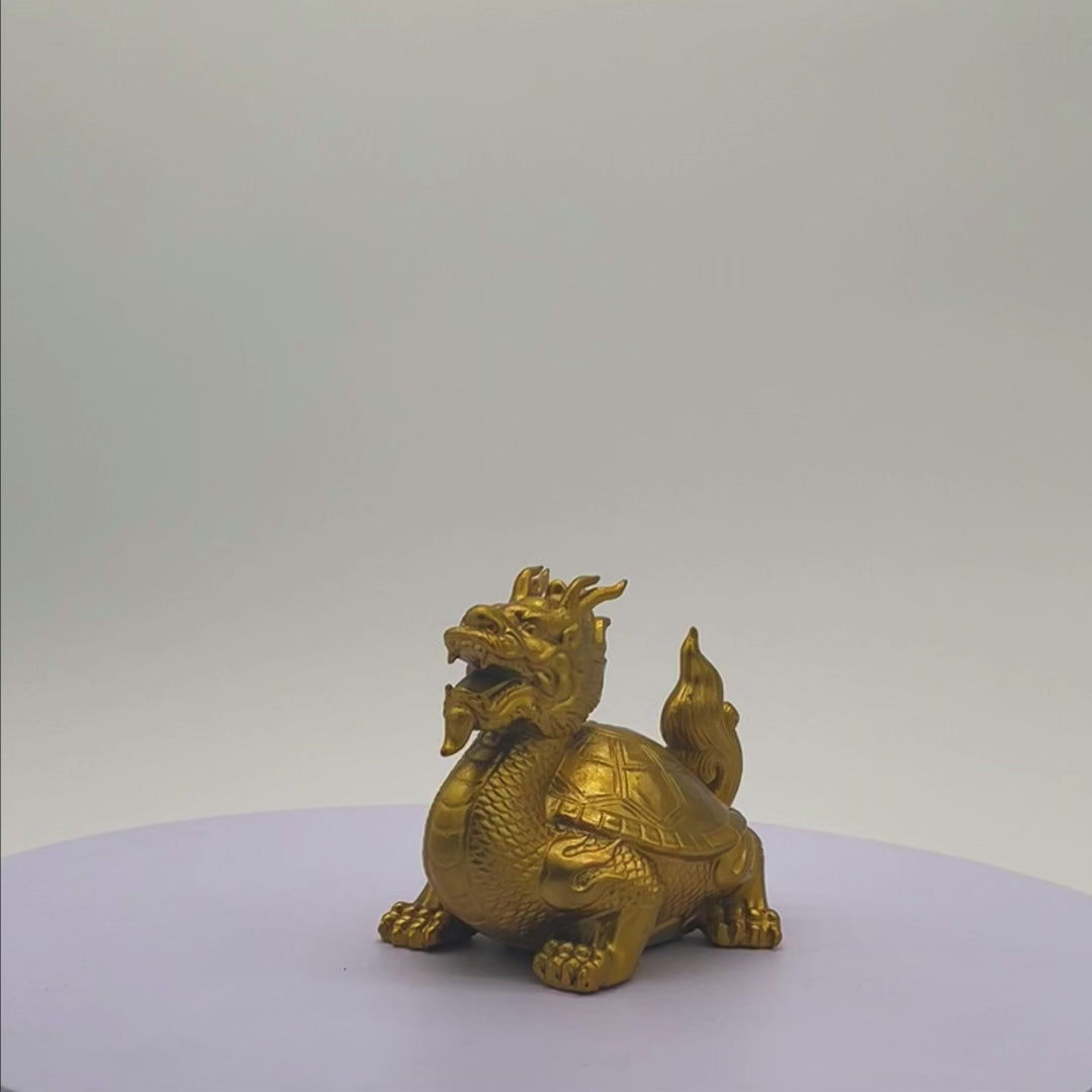 Strength and Achievement Brass Dragon Turtle 13cm