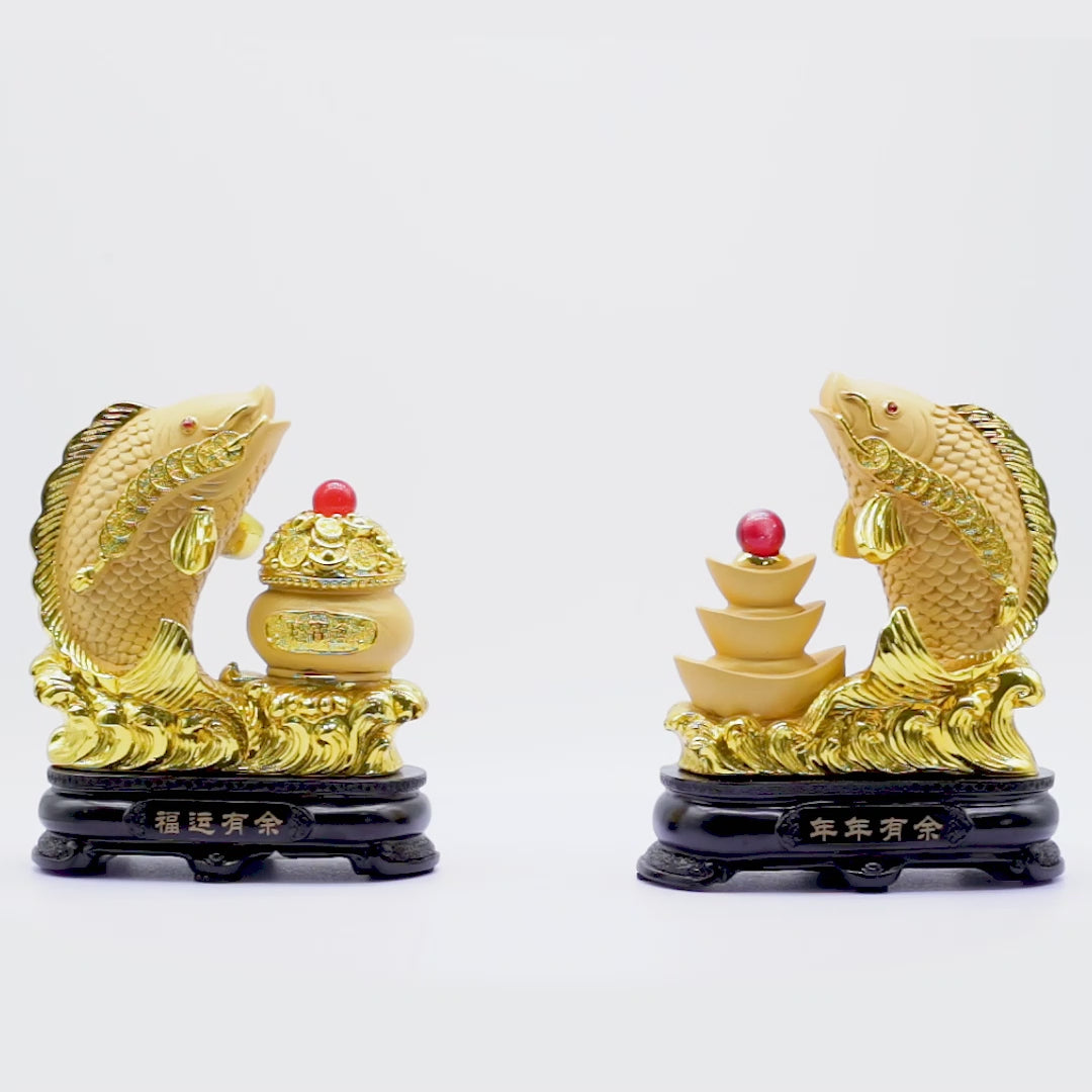 Double Wealth Golden Arowana Pair 17cm