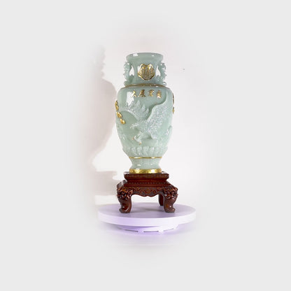 Majestic Jade Vase of Soaring Wealth 64cm