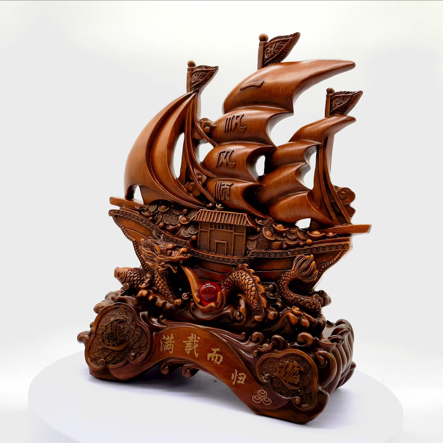 Wooden Ship of Boundless Prosperity 40cm