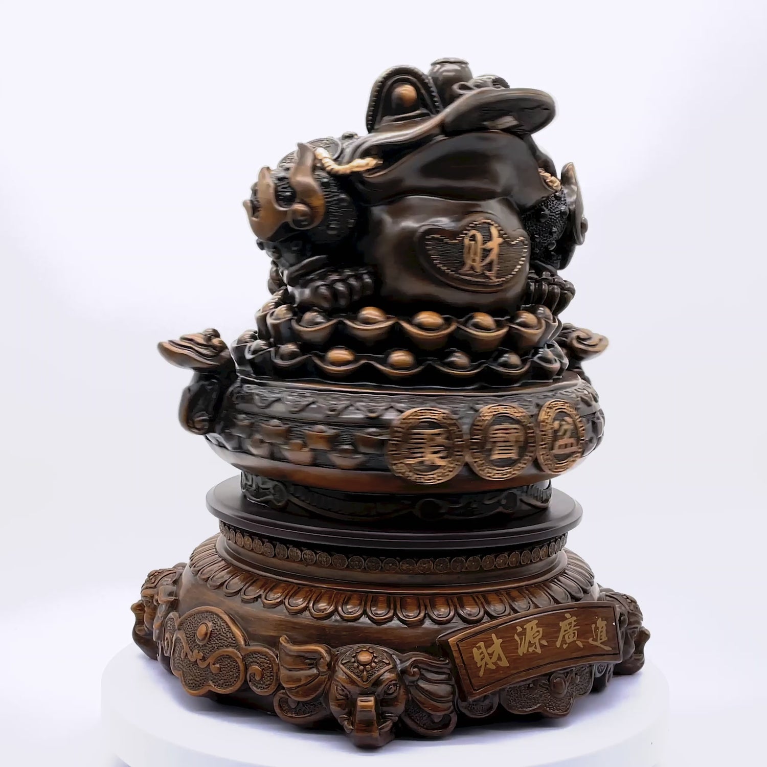 Dynamic Fortune Big Wood Money Frog 45cm