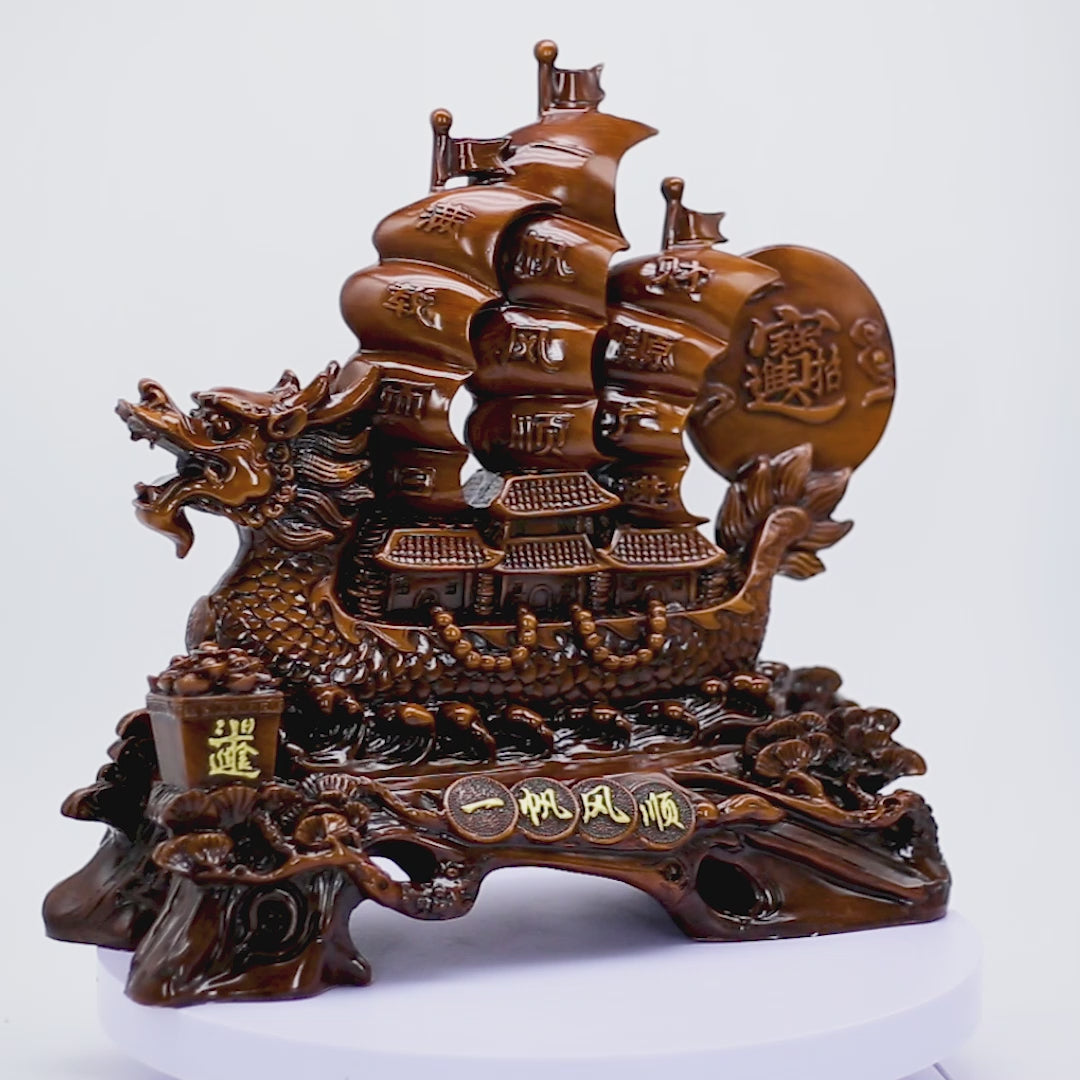 The Prosperous Journey Wood Dragon Ship 43cm