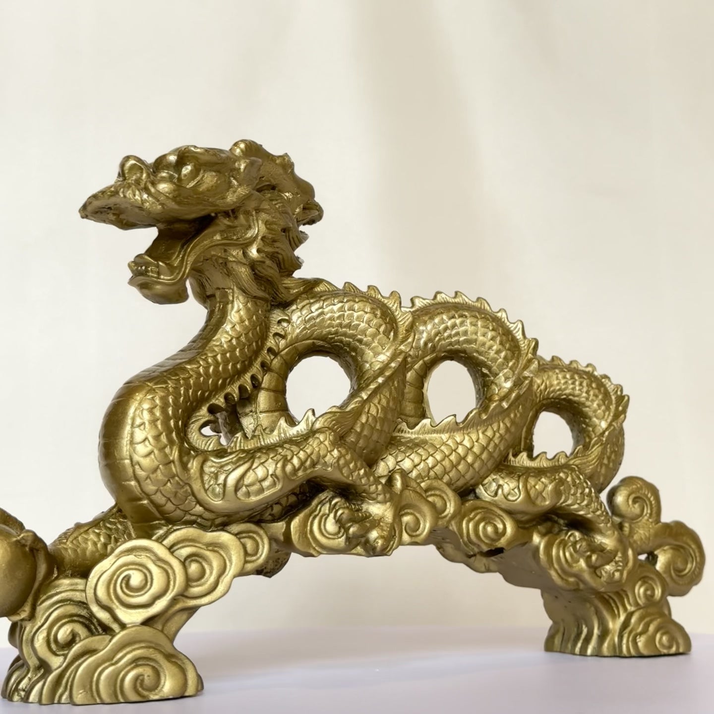 Triple Winding Bronze Chinese Dragon 30cm