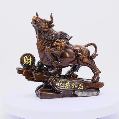 The Quiet Builder Wood Ox of Lasting Success 32cm