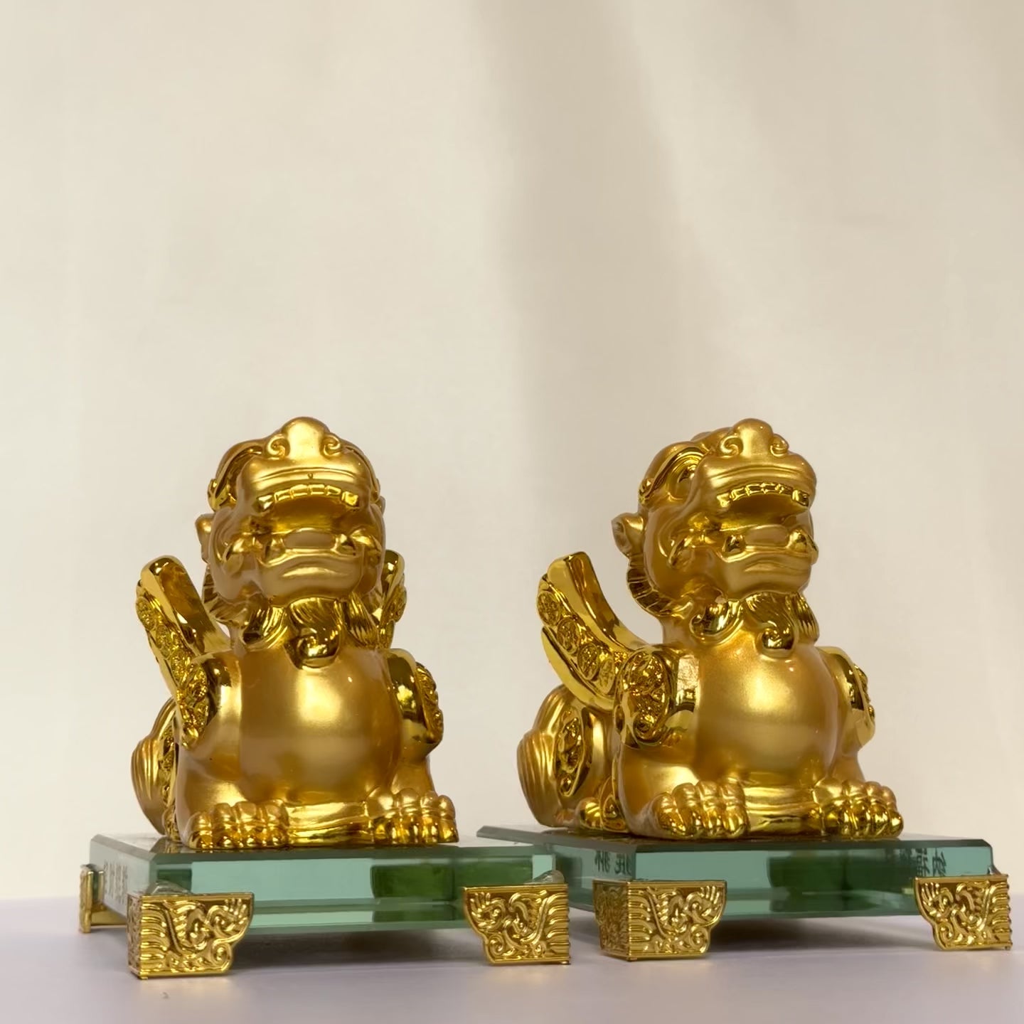 Golden Little Pi Yao / Pixiu Protection Pair 12cm