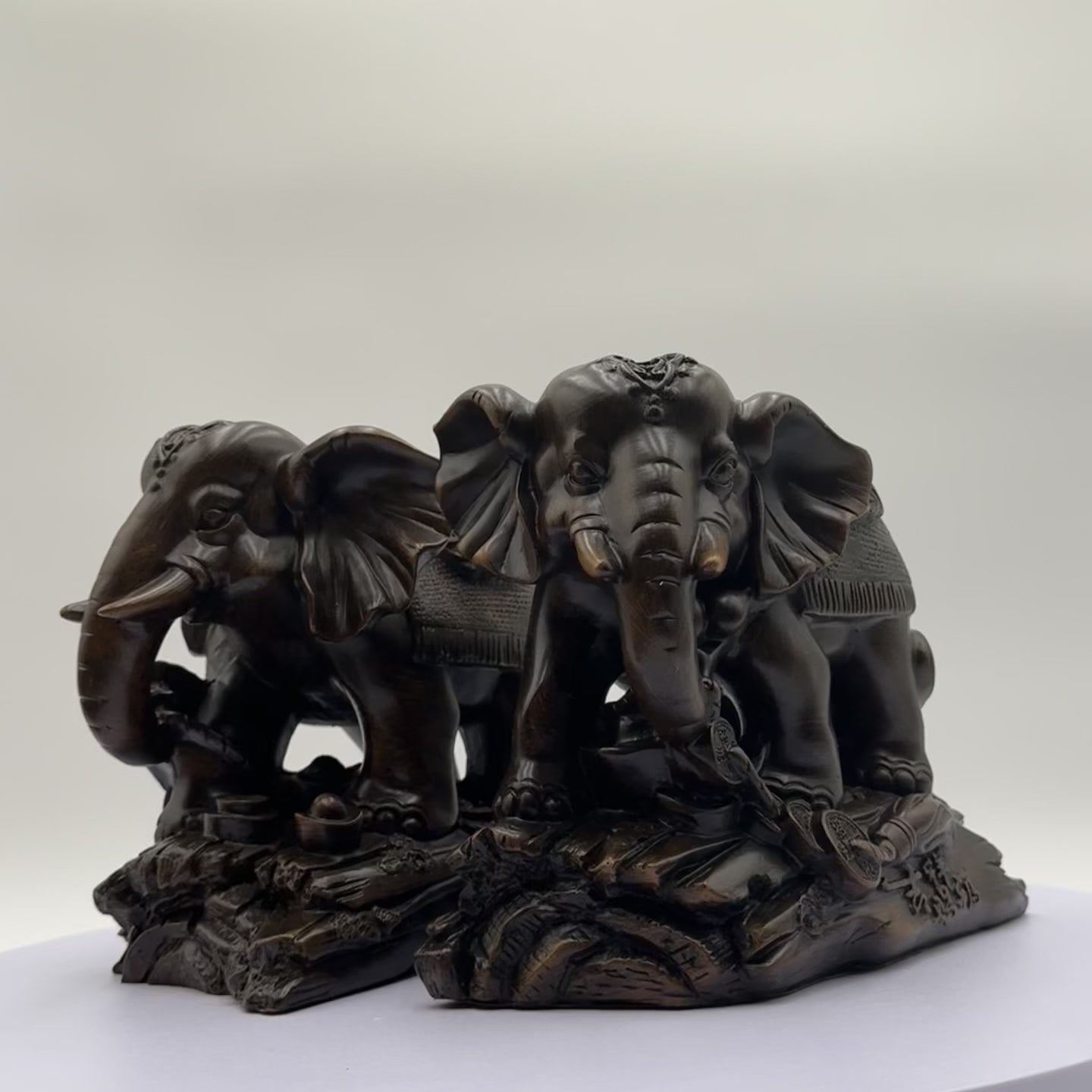 Elephant Pair for Strength and Wisdom 22cm