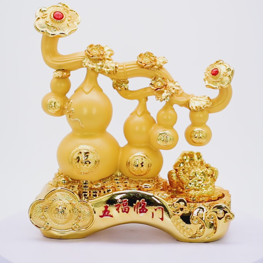 Golden Wu Lou Quartet of Health &amp; Wealth 34cm