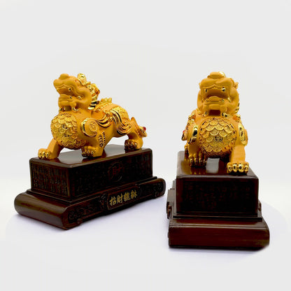 Golden Guardians of Fortune Pi Yao Pair 23cm