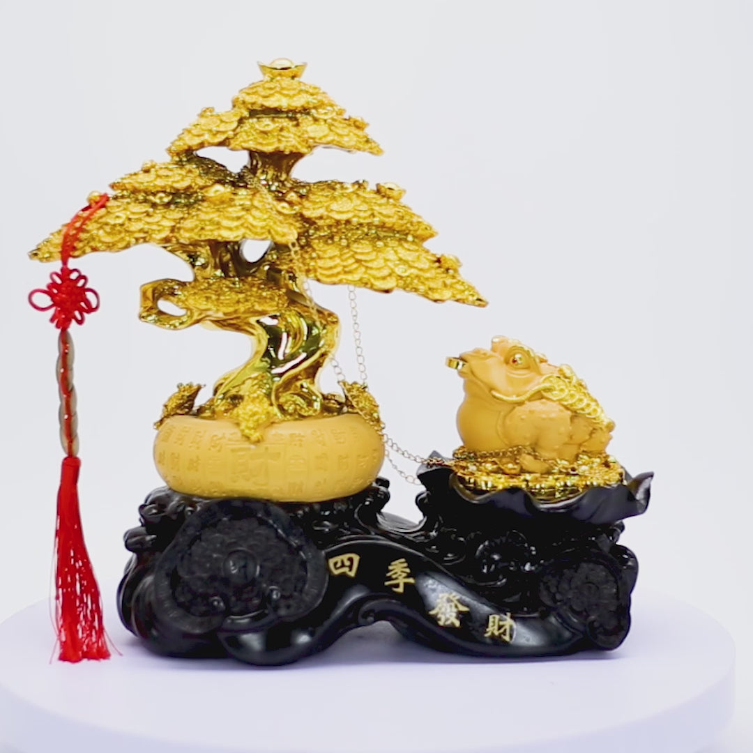 Money Tree and Frog of Expanding Wealth 33cm