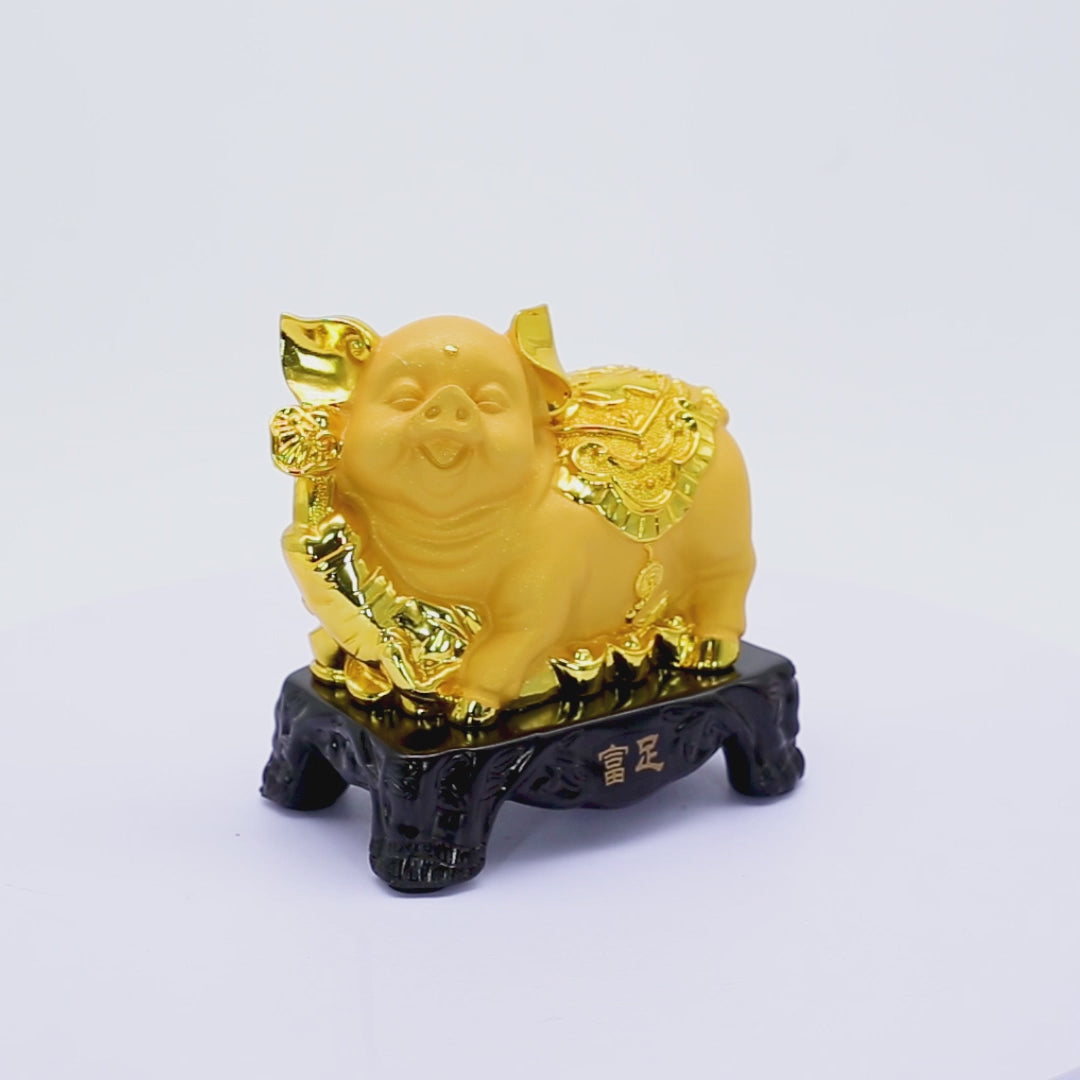 Golden Zodiac Pig of Comfortable Wealth 18cm