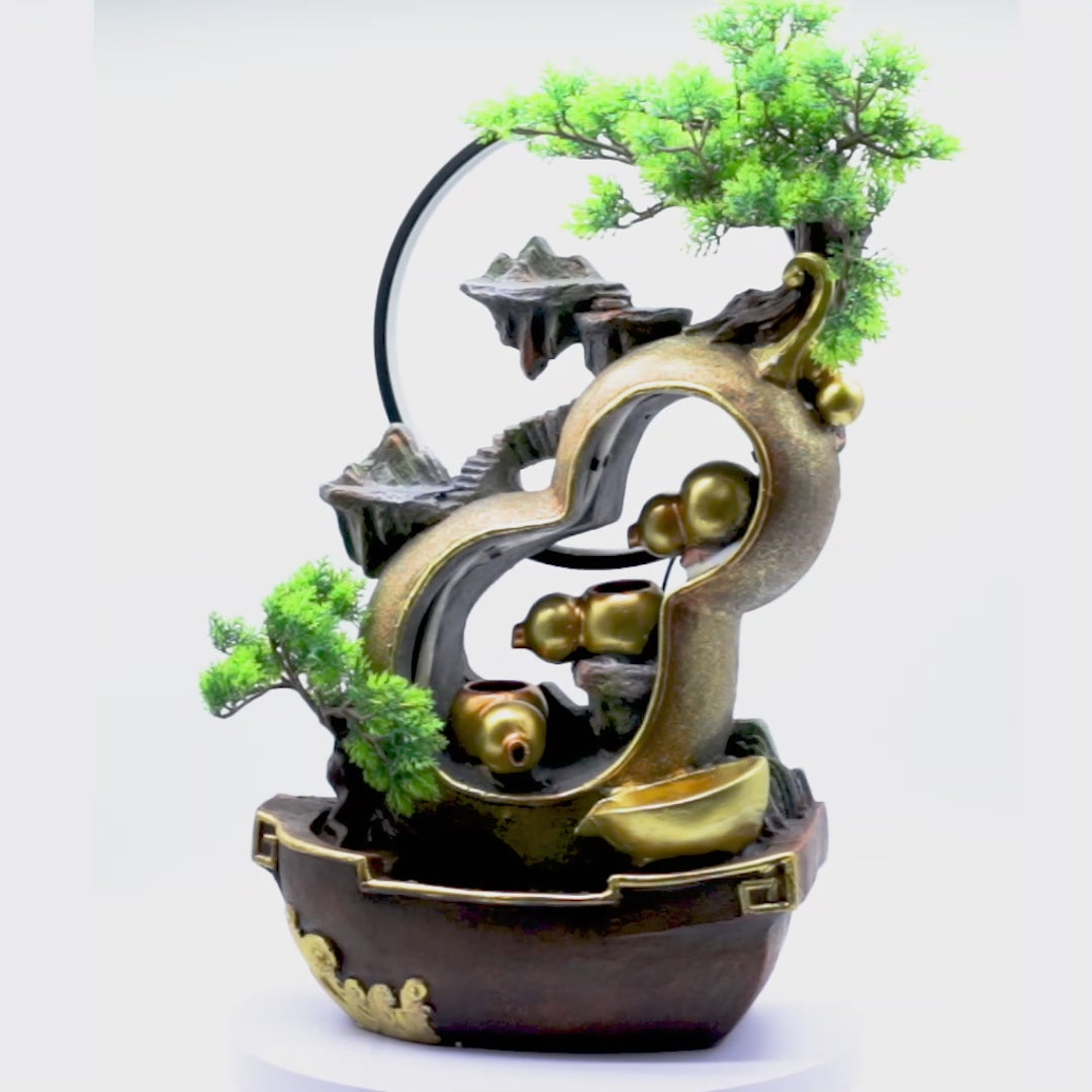 Illuminated Wu Lou Fountain of Blessed Health 60cm
