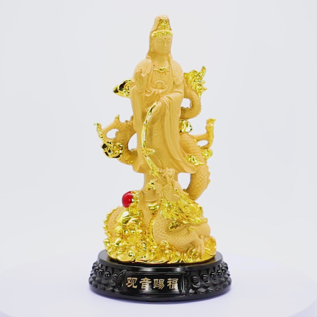 Guan Yin with Dragon for a Safe &amp; Stable Life 32cm