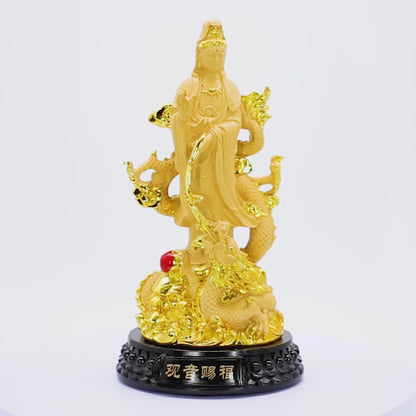 Guan Yin with Dragon for a Safe &amp; Stable Life 32cm