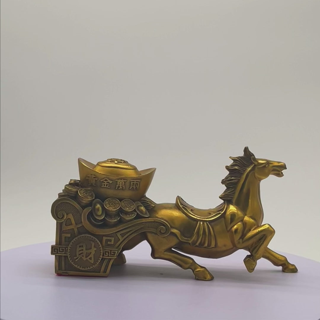 Brass Carriage of Abundant Rewards Horse 26cm