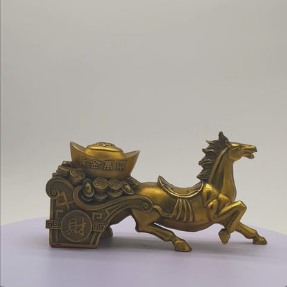 Brass Carriage of Abundant Rewards Horse 26cm