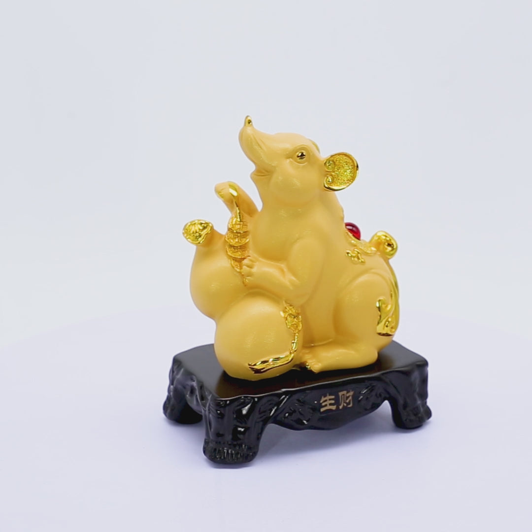 Golden Zodiac Rat of Smart Earnings 18cm