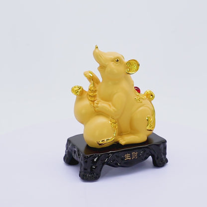 Golden Zodiac Rat of Smart Earnings 18cm