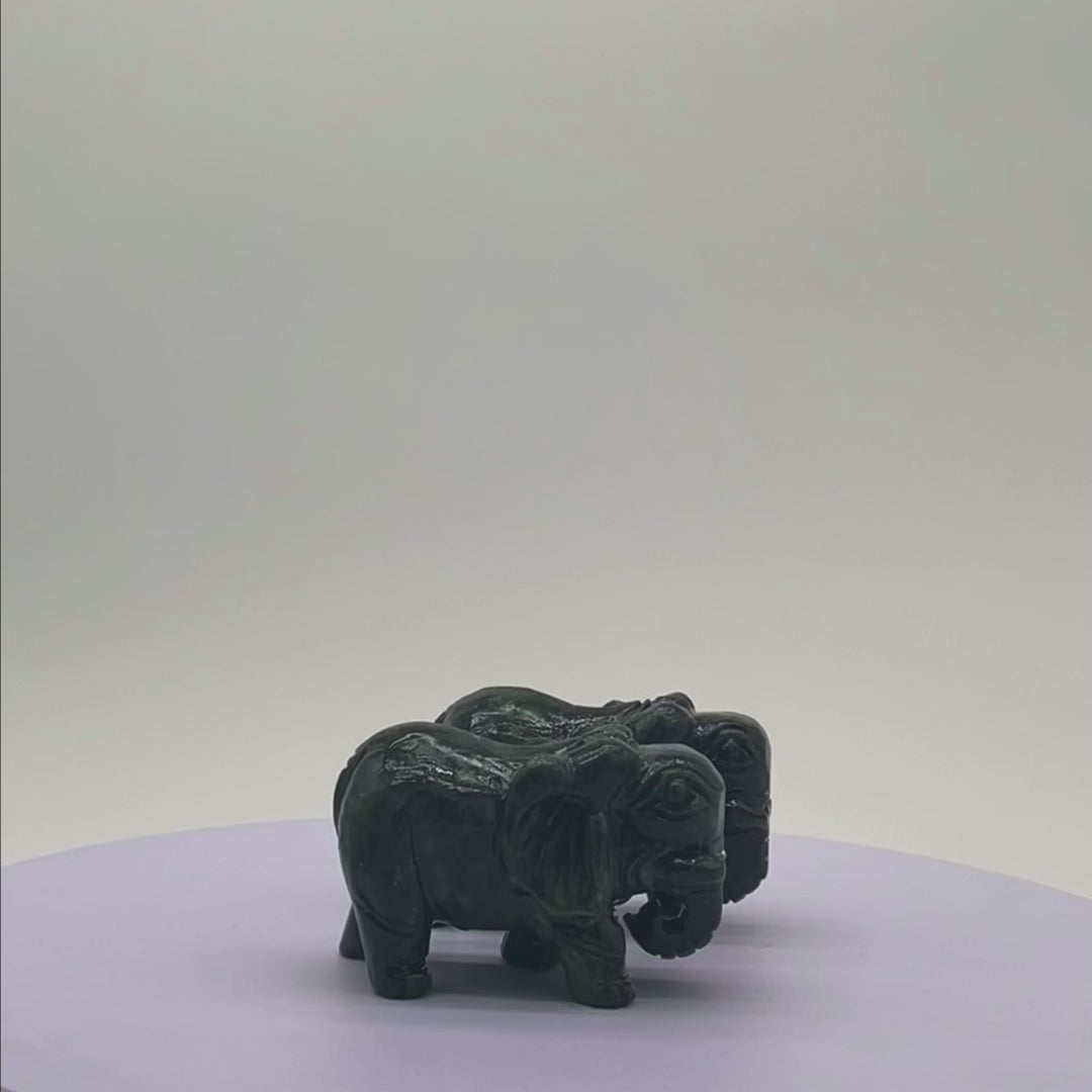 Gentle and Powerful Jade Elephant Pair 11cm
