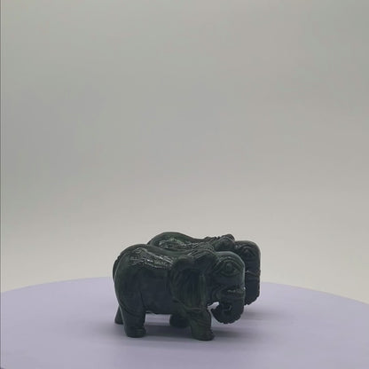 Gentle and Powerful Jade Elephant Pair 11cm