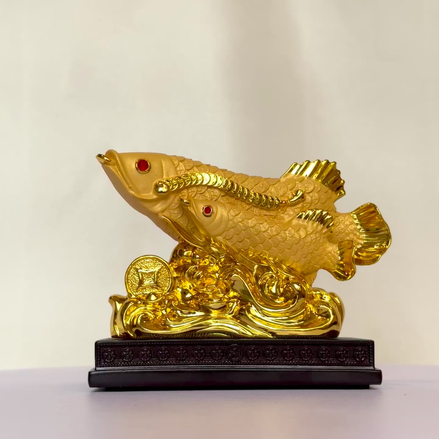 Mini Gold Arowanas Swimming in Wealth 13cm