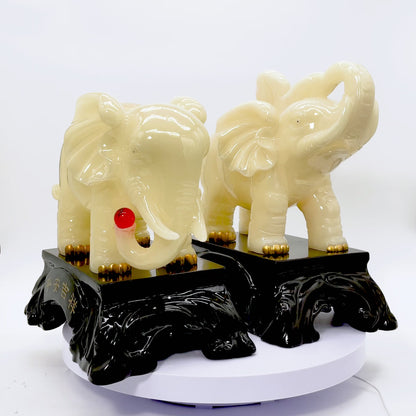 Ivory White Elephants of Noble Prosperity 33cm