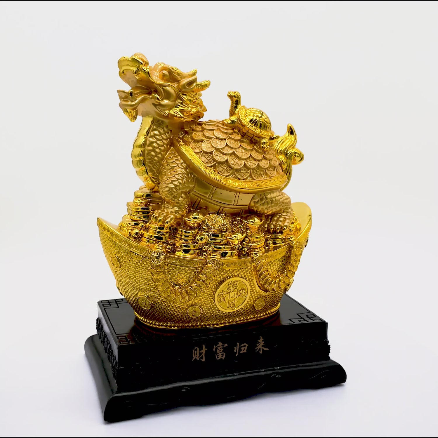 Stable Wealth Luck Golden Dragon Turtle 27cm