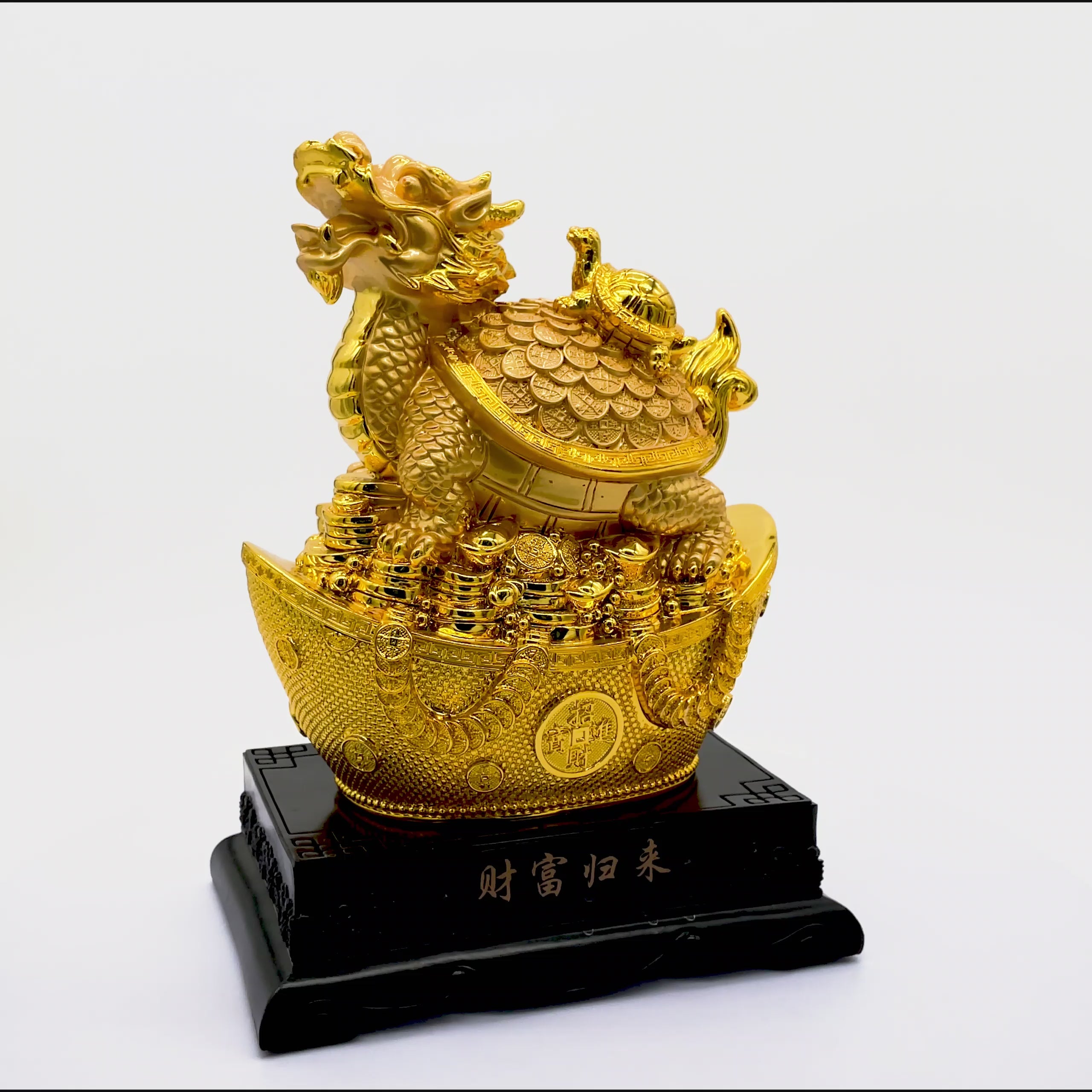 Stable Wealth Luck Golden Dragon Turtle 27cm