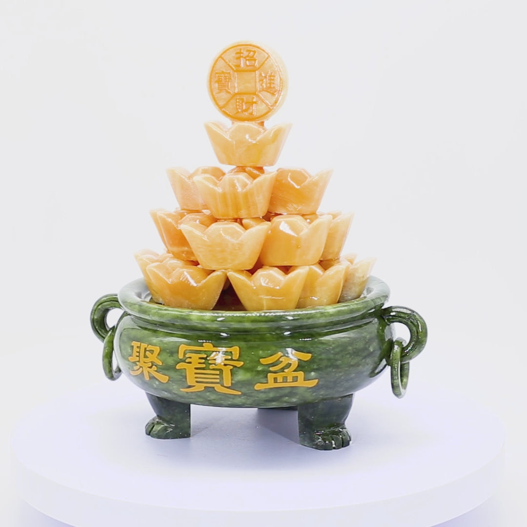Jade Wealth Pot of Overflowing Fortune 30cm