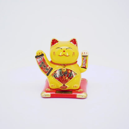 Golden Income Solar-Powered Lucky Cat 11cm
