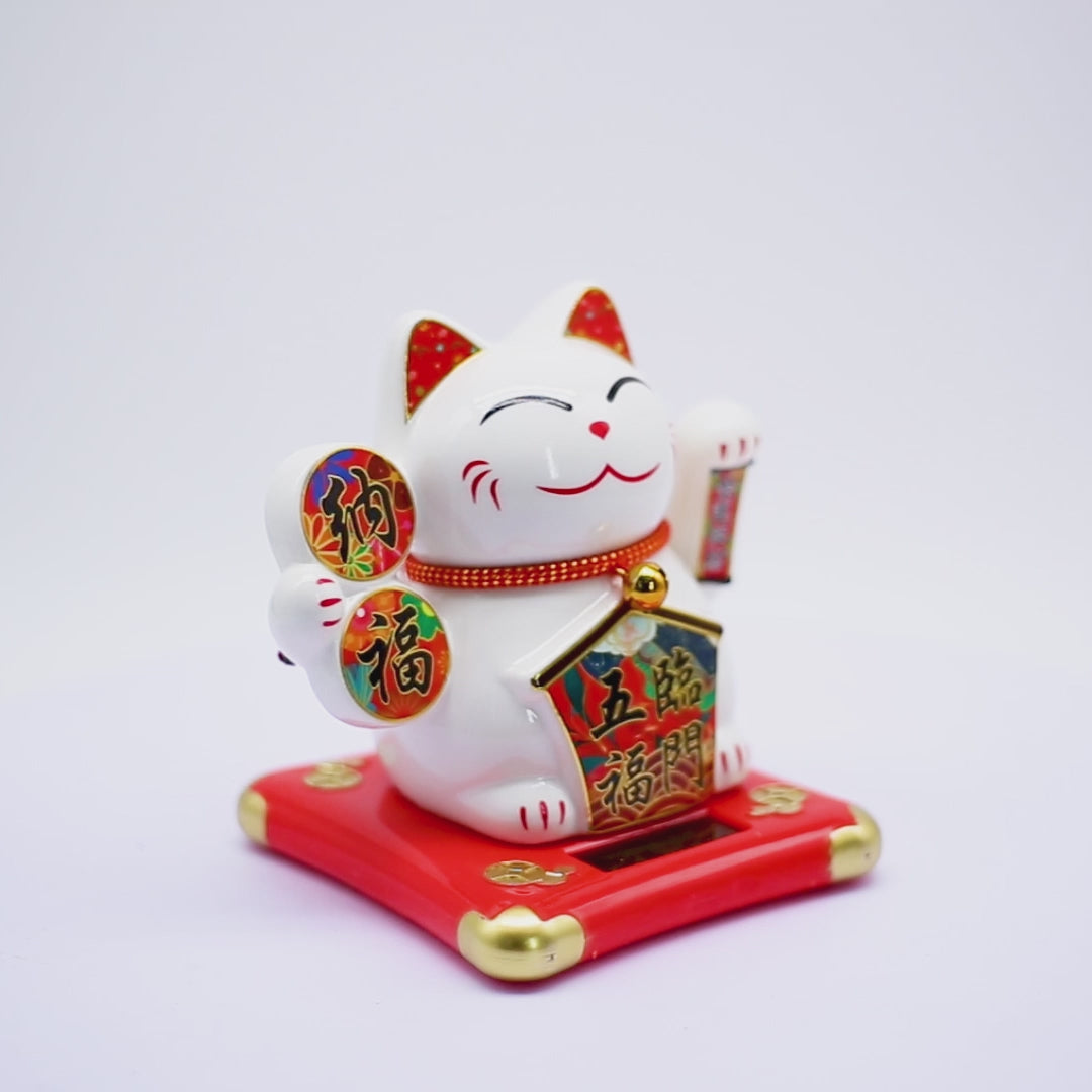 Solar-Powered Fortune Magnet Lucky Cat 14cm