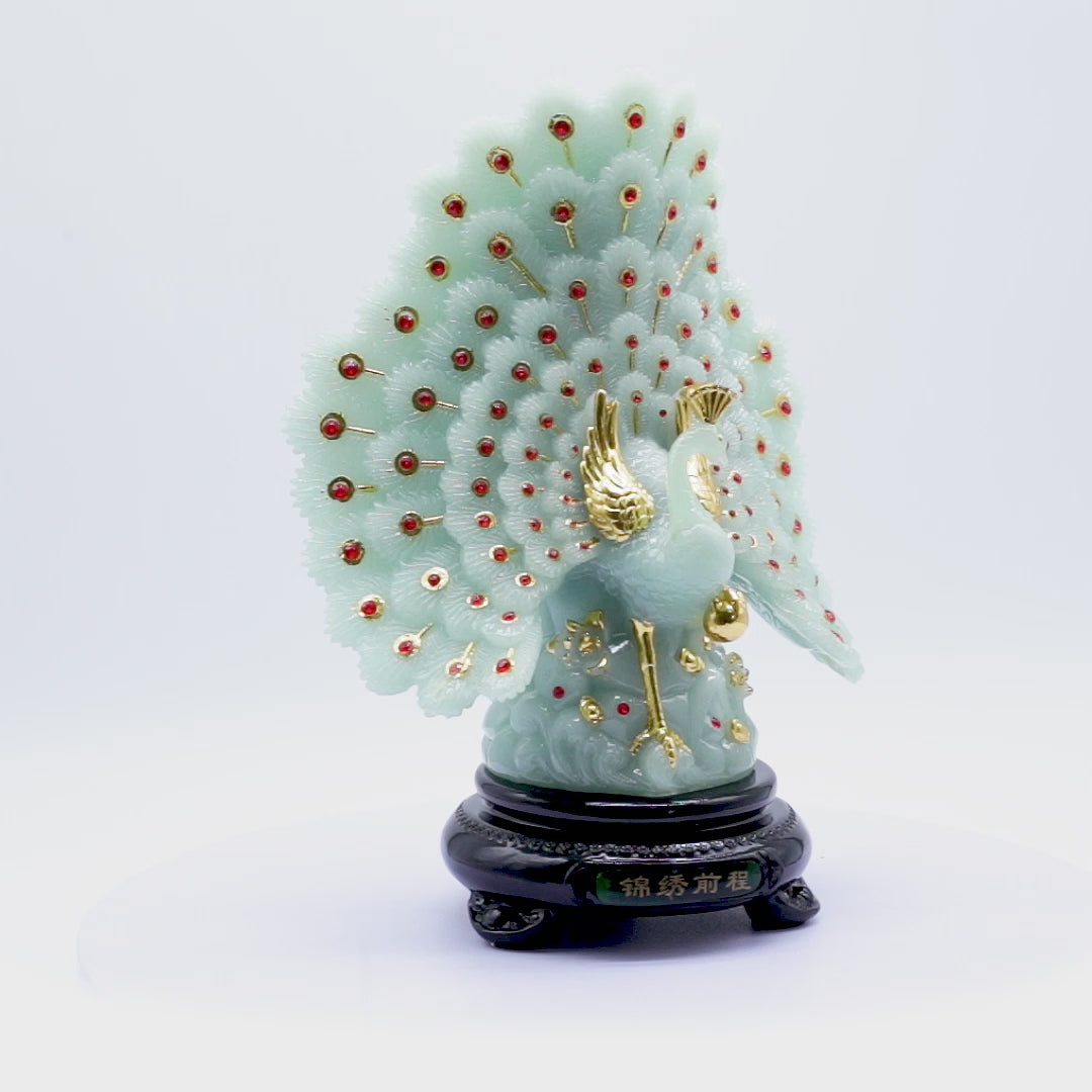 A Display of Beauty Jade Peacock 32cm