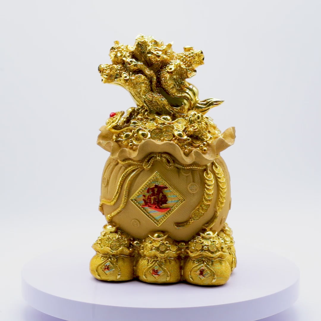 Full-to-the-Brim Golden Money Bag 33cm