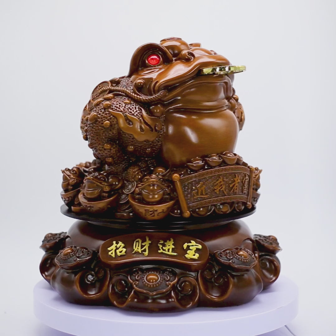 Wealth-Loaded Wood Money Frog 41cm