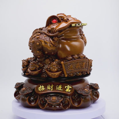 Wealth-Loaded Wood Money Frog 41cm