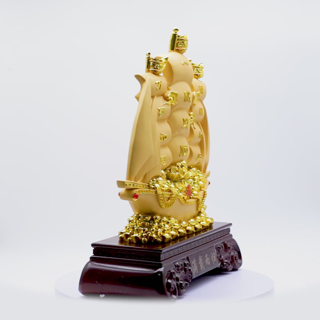 Return with Riches Golden Wealth Ship 46cm